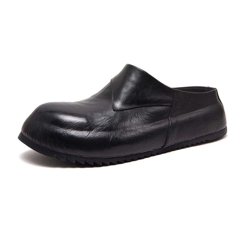 Leather Work Flats - デザイナー高級本革スリッポンスリッパメンズローファー仕事用ウォーキングカジュアル革靴男性アウトドアフラットミュール