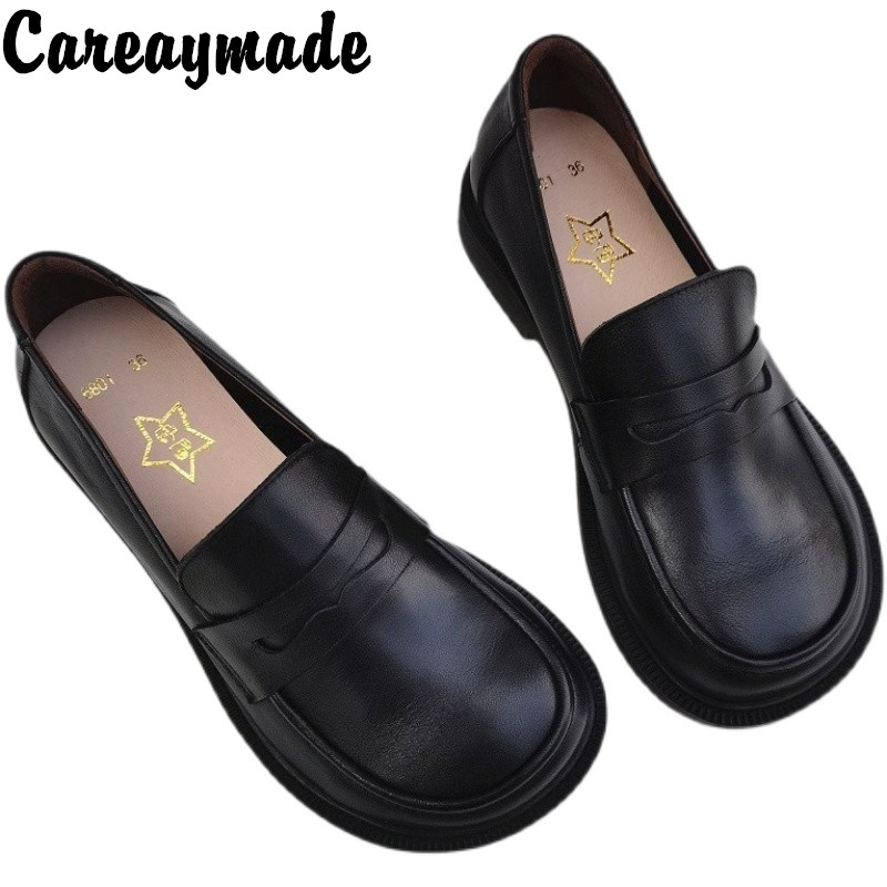 Leather Work - Cauaymade-カジュアルなオックスフォードの靴,男性用の牛革レザーの靴,春と秋の大型靴