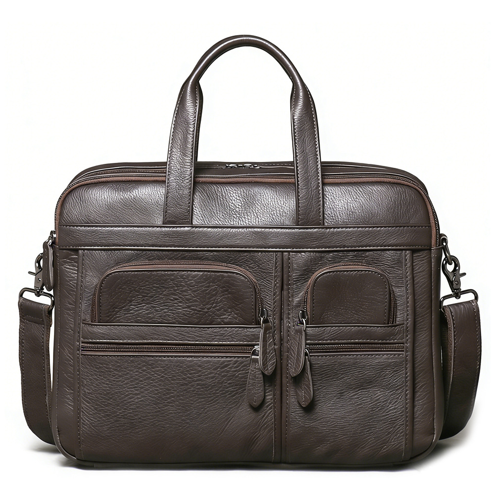 Leather Work Laptop Bag - メンズ本革ブリーフケース、ビジネスハンドバッグ、ラップトップバッグ、仕事用オフィス用ショルダークロスボディバッグ