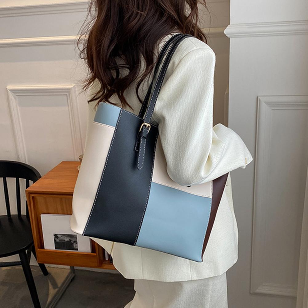 Leather Work Duffle Bag - ファッショナブルなショルダーバッグ 大容量ハンドバッグ スタイリッシュな通勤バッグ トートバッグ 女性用 仕事