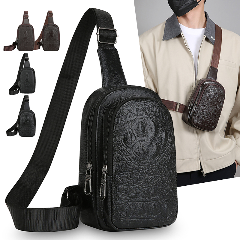 Leatherwork Essentials - 多用途PUレザーチェストバッグ - 仕事、旅行、アウトドア活動用のプロ仕様チェストスリング（携帯電話や必需品に収納可能）