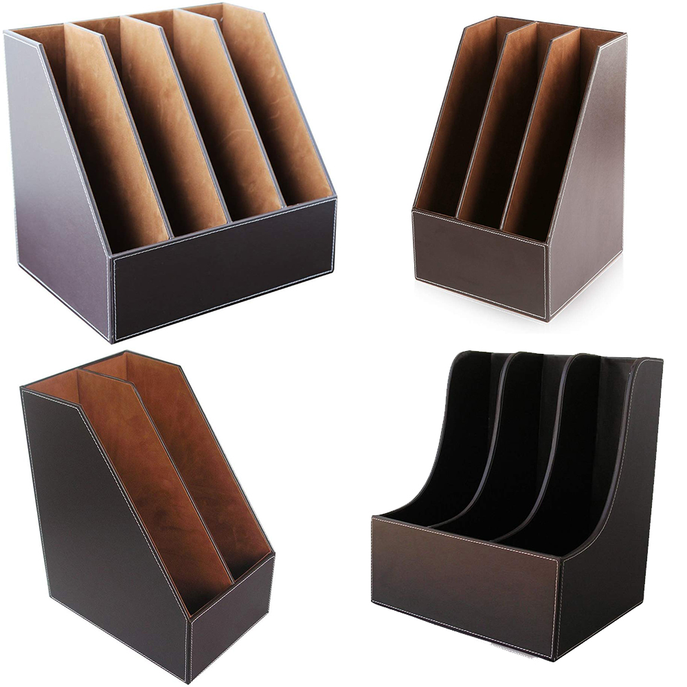 Leather Work Folder - Xrhyy 2/3/4スロットシンプルな家庭用品レザー垂直デスクトップファイルフォルダーオーガナイザーとドキュメントファイルスタンドジャーナルマガジンボックス