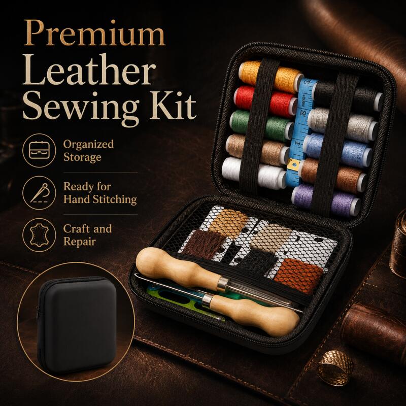 Upholstery Leather Work - 革細工キット 革縫製キット 大きな針 ワックスコード 革張り修理キット 革細工道具