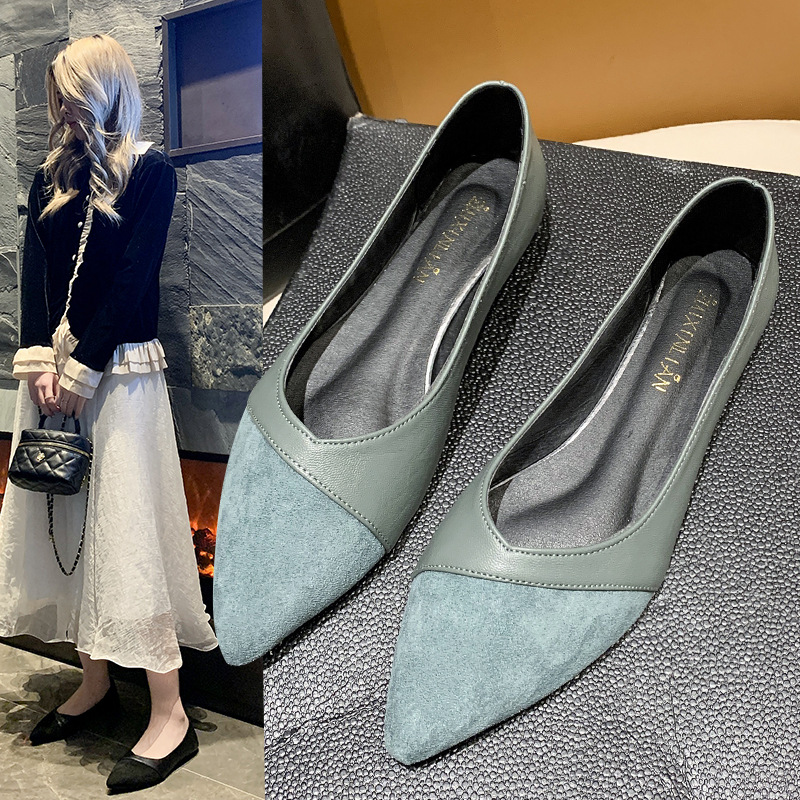 Leather Work - レディース向けフラットブラックレザーシューズ 秋向け万能ローヒールスリッポンワークシューズ