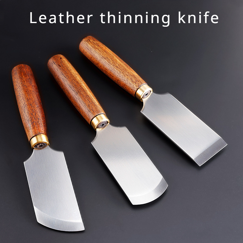 Leatherwork Edge Beveler - 革切断ツール、ストレートエッジ、ベベルエッジ、ラウンドエッジ、快適なグリップ、耐久性のある木製ハンドル、精密なトリミングと切断
