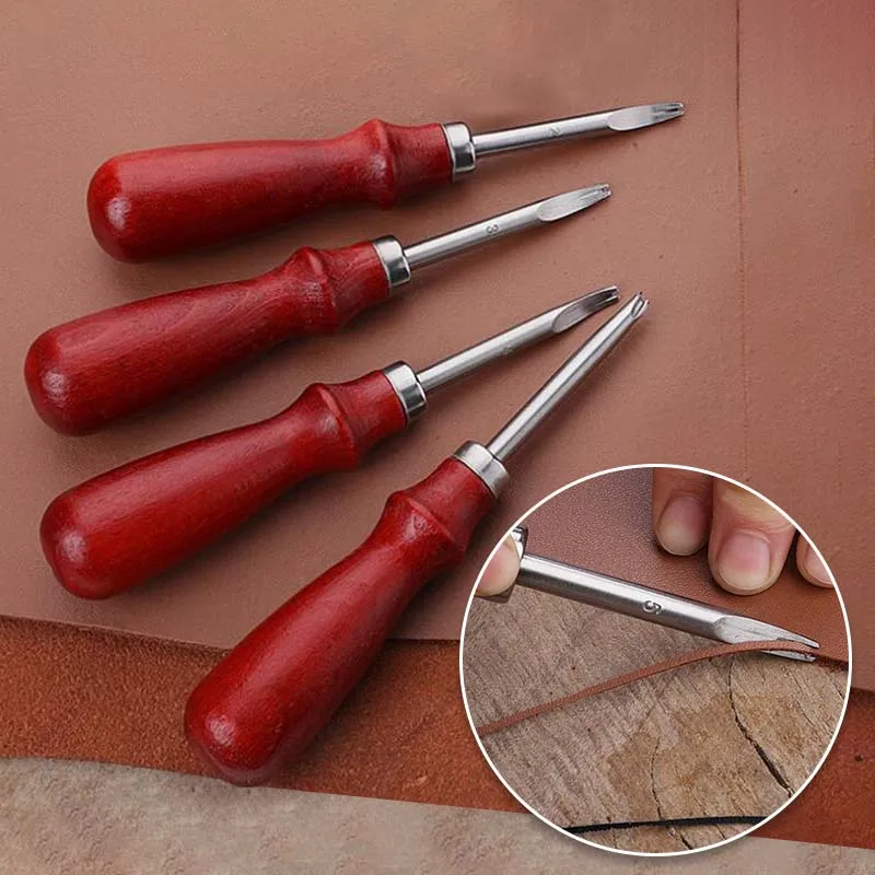 Leatherwork Edge Beveler - 革用共通エッジベベラー、スカイビングクラフト、鋭利なエッジカッティングツール、ベベリング用、V字型ブレード、丸みを帯びた中心、エッジを形成