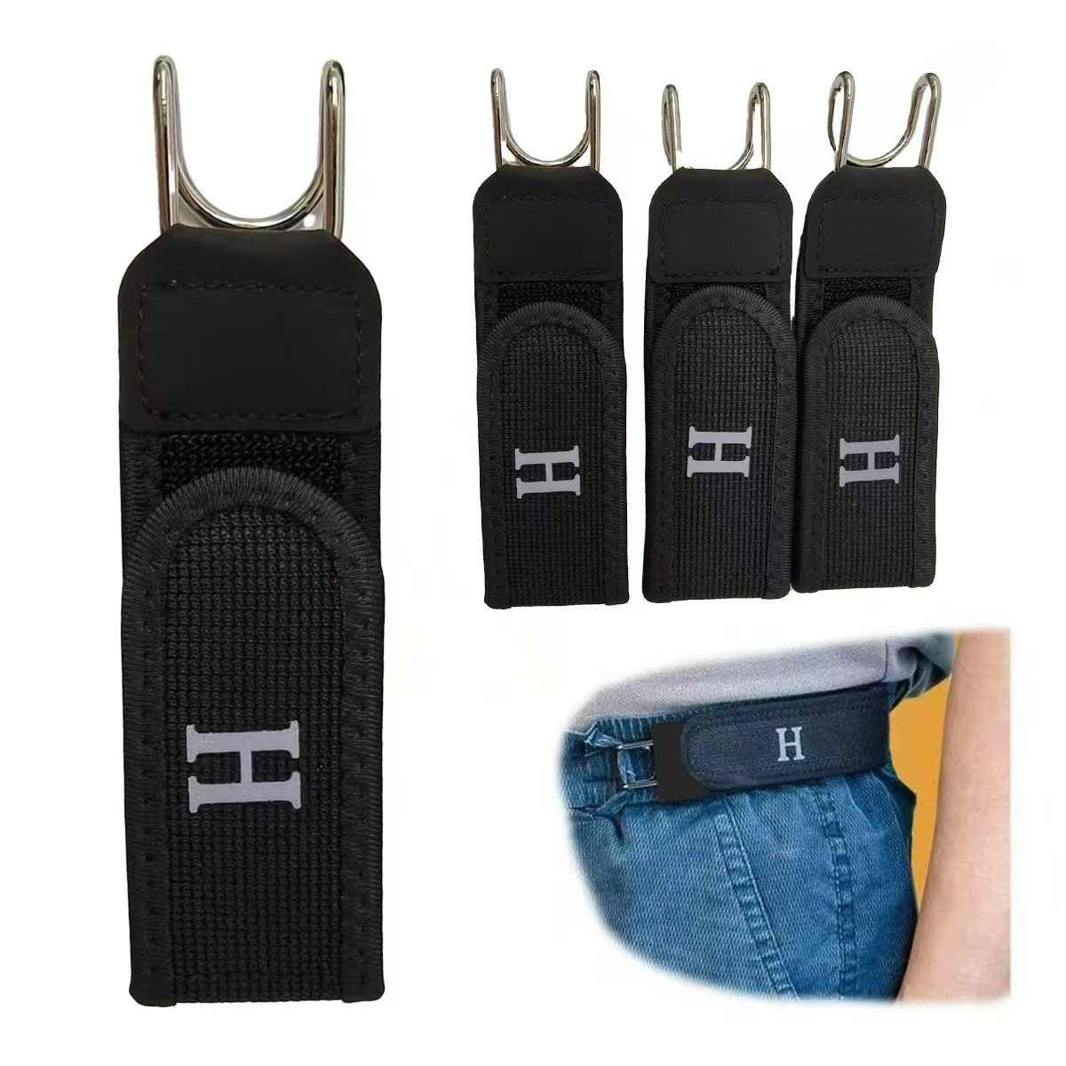 Leatherwork Essentials - バックルレス弾性メタルフックベルト - ユニセックス目に見えない調節可能なウエストベルト留め具、アウトドア作業や日常使用に不可欠な EDC