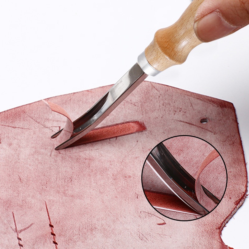 Leatherwork Edge Beveler - 革の切断と切断のためのスキビングツール,革細工,木製のハンドル,フレンチスタイル