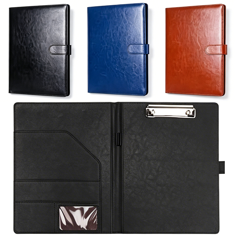 Leather Work Folder - A4レザービジネスポートフォリオフォルダ、契約書や会議議事録用の多機能文書オーガナイザー、オフィス文具