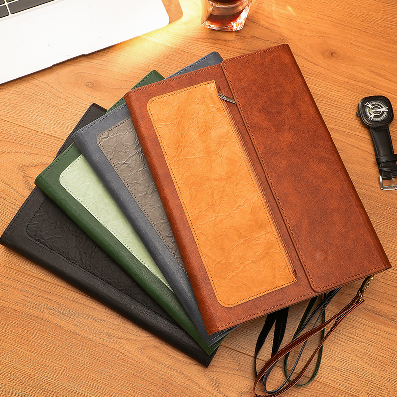 Leather Work Folder - 1 個レザー A4 ドキュメントバッグ肥厚ファイルフォルダー大容量ストレージオフィス家庭用
