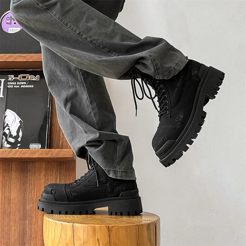 Leather Work Flats - ワークブーツ 秋冬 2025 新作 厚底 ブラック