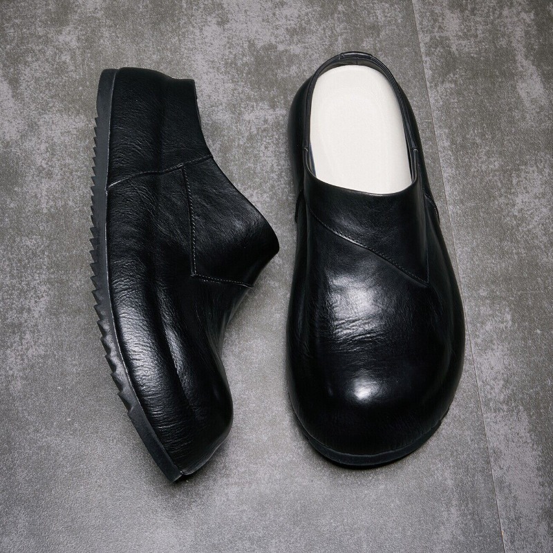 デザイナー高級本革スリッポンスリッパメンズローファー仕事用ウ - Leather Work Flats のレビューと価格