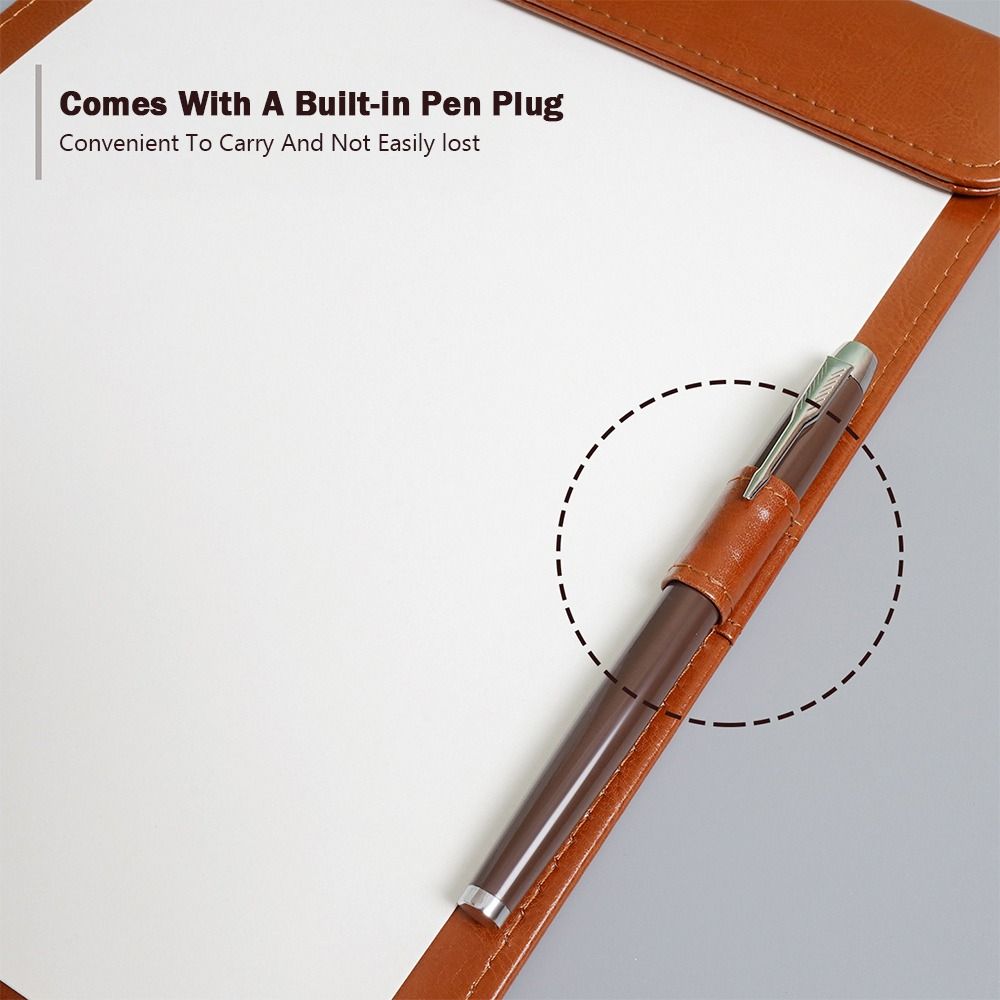 ポータブル PU レザーライティングクリップボード ペン挿入 - Leather Work Folder のレビューと価格