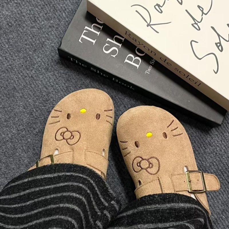 女性のハローキティスリッパファッションレザーサンダル女性のた - Leather Work Flats のレビューと価格