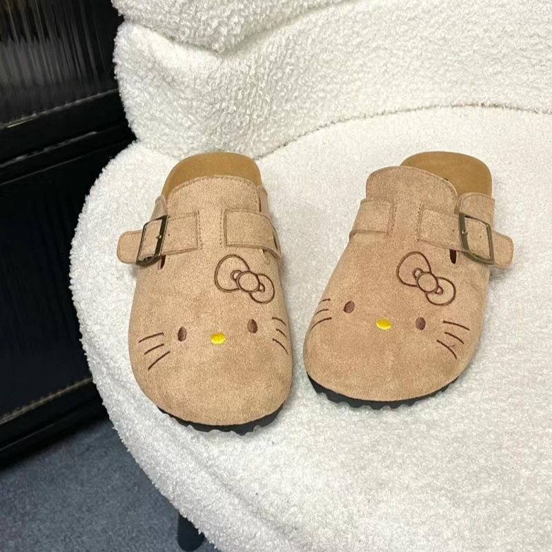 女性のハローキティスリッパファッションレザーサンダル女性のた - Leather Work Flats のレビューと価格