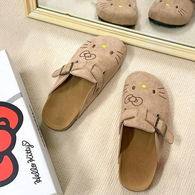 女性のハローキティスリッパファッションレザーサンダル女性のた - Leather Work Flats のレビューと価格