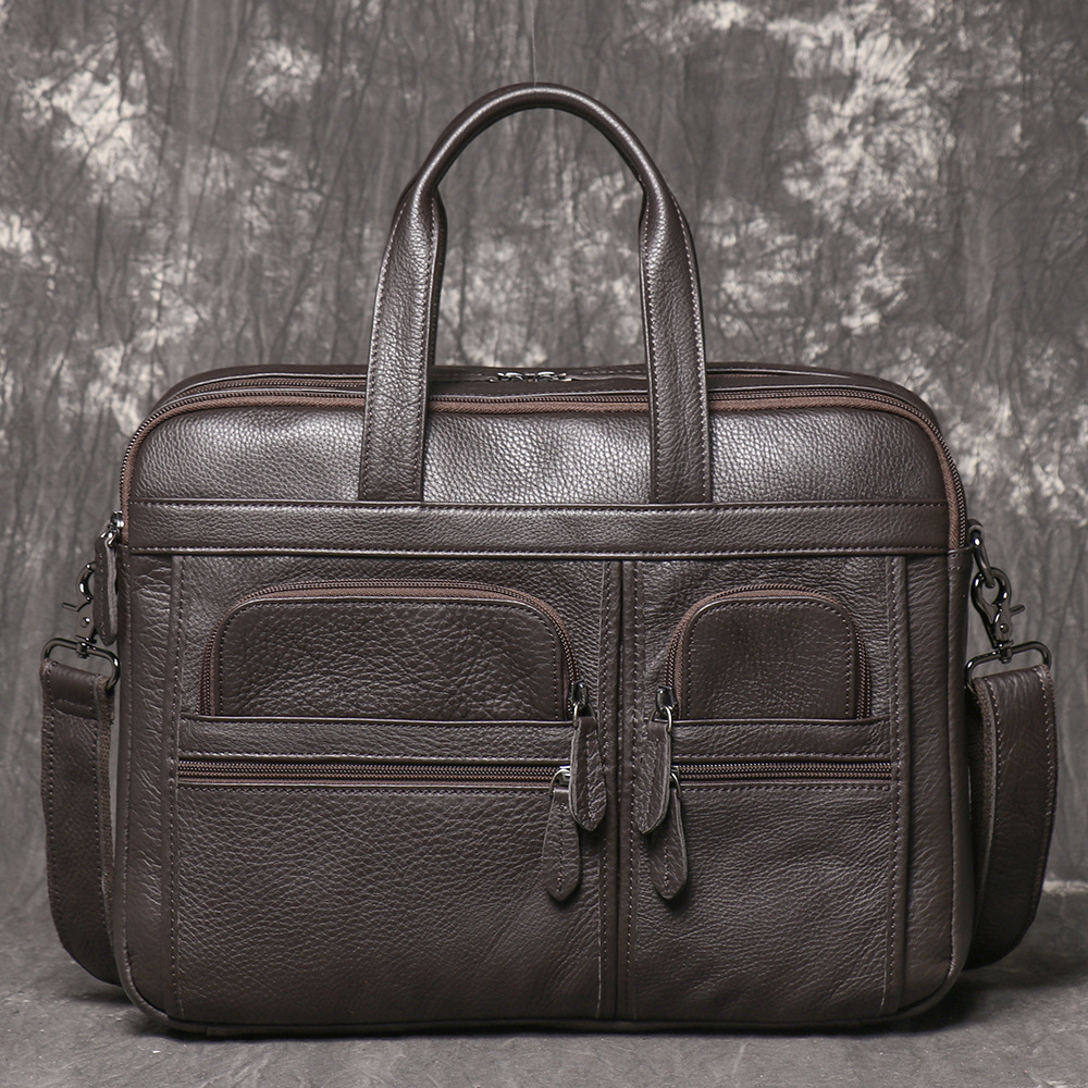 メンズ本革ブリーフケース、ビジネスハンドバッグ、ラップトップ - Leather Work Laptop Bag のレビューと価格