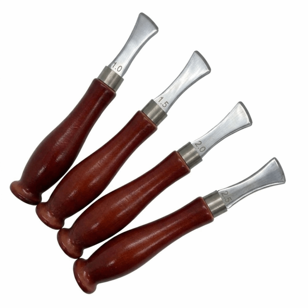 4個入り精密ベベラー革漉き器、滑らかな木製ハンドル、4サイズ - Leatherwork Edge Beveler のレビューと価格