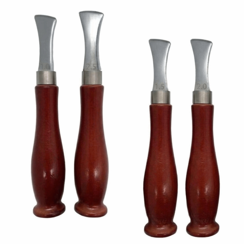 4個入り精密ベベラー革漉き器、滑らかな木製ハンドル、4サイズ - Leatherwork Edge Beveler のレビューと価格