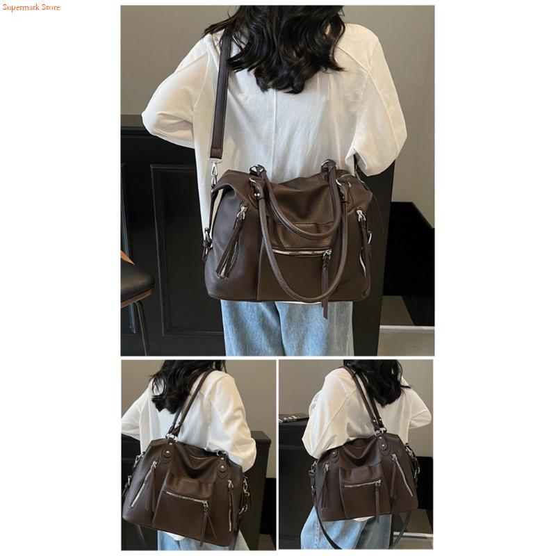 Q5WE 多目的脇の下バッグレトロ美的レディース Pu レザ - Leather Work Duffle Bag のレビューと価格