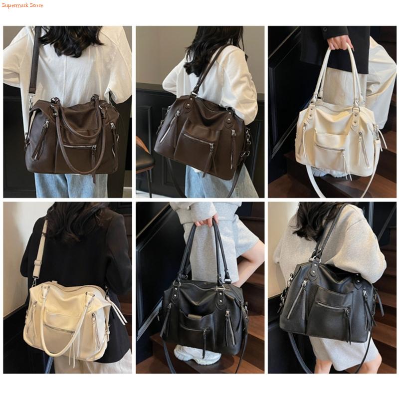 Q5WE 多目的脇の下バッグレトロ美的レディース Pu レザ - Leather Work Duffle Bag のレビューと価格