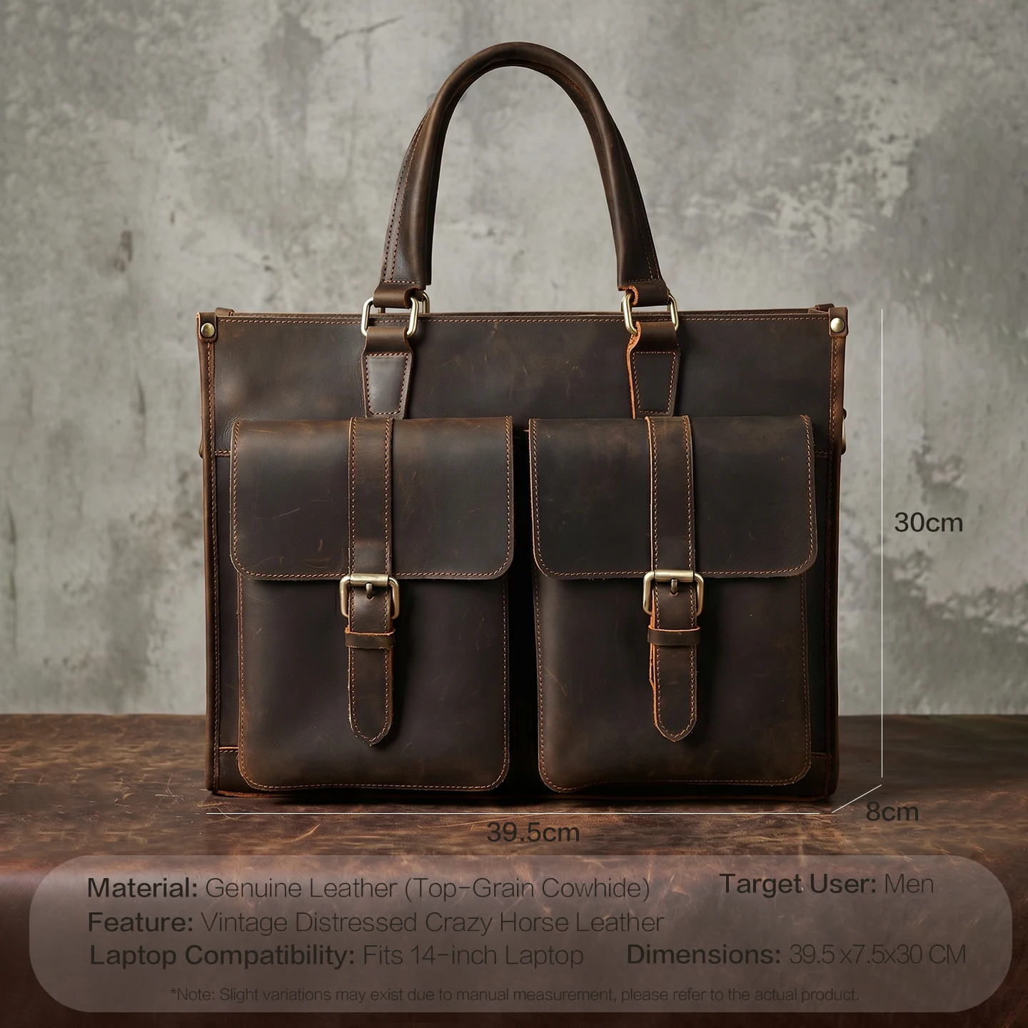 ヴィンテージ本革メンズクロスボディショルダーブリーフケースク - Leather Work Laptop Bag のレビューと価格