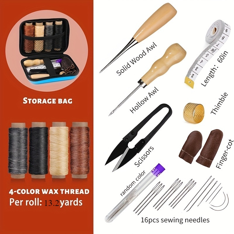 [革細工キット] 革縫製キット、大目針、ワックス糸、革張り修 - Upholstery Leather Work のレビューと価格