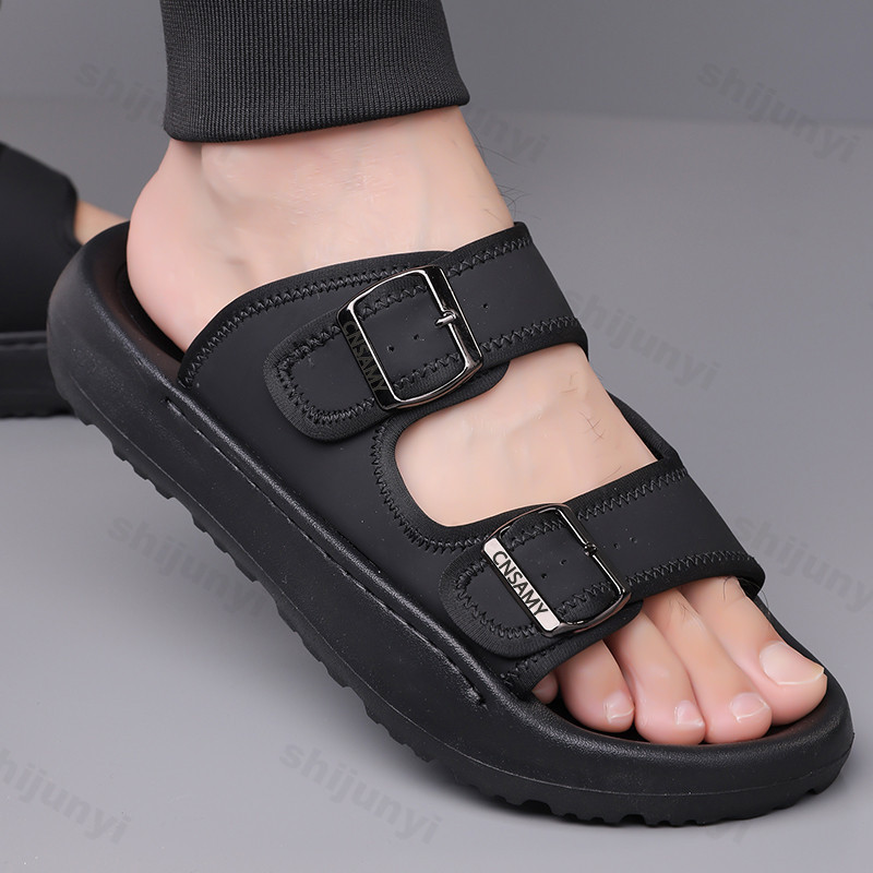 メンズスリッパ 2025 夏通気性屋外ビーチサンダルノンスリ - Leather Work Flats のレビューと価格