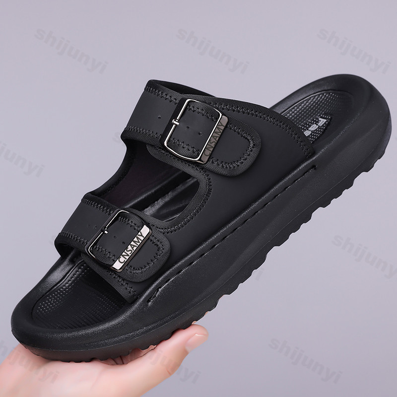 メンズスリッパ 2025 夏通気性屋外ビーチサンダルノンスリ - Leather Work Flats のレビューと価格