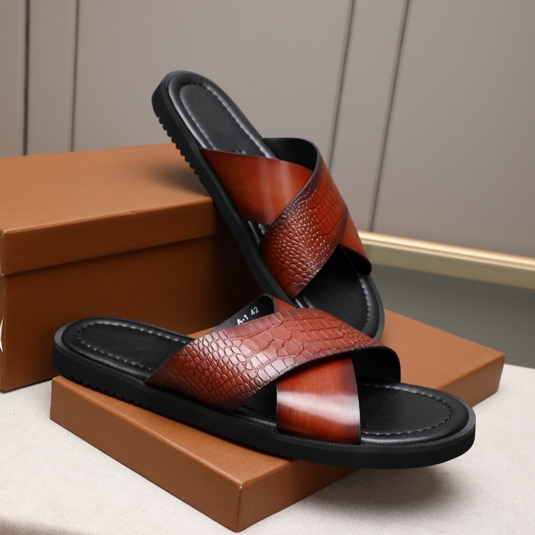 高級ブランドメンズシューズ手作りファッションサンダルホリデー - Leather Work Flats のレビューと価格