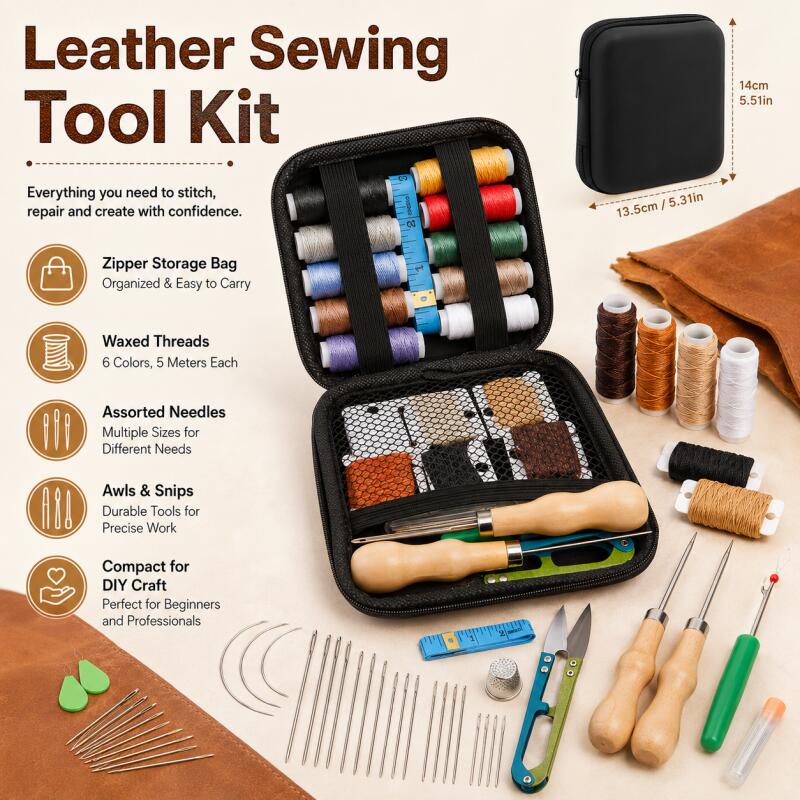 革細工キット 革縫製キット 大きな針 ワックスコード 革張り - Upholstery Leather Work のレビューと価格