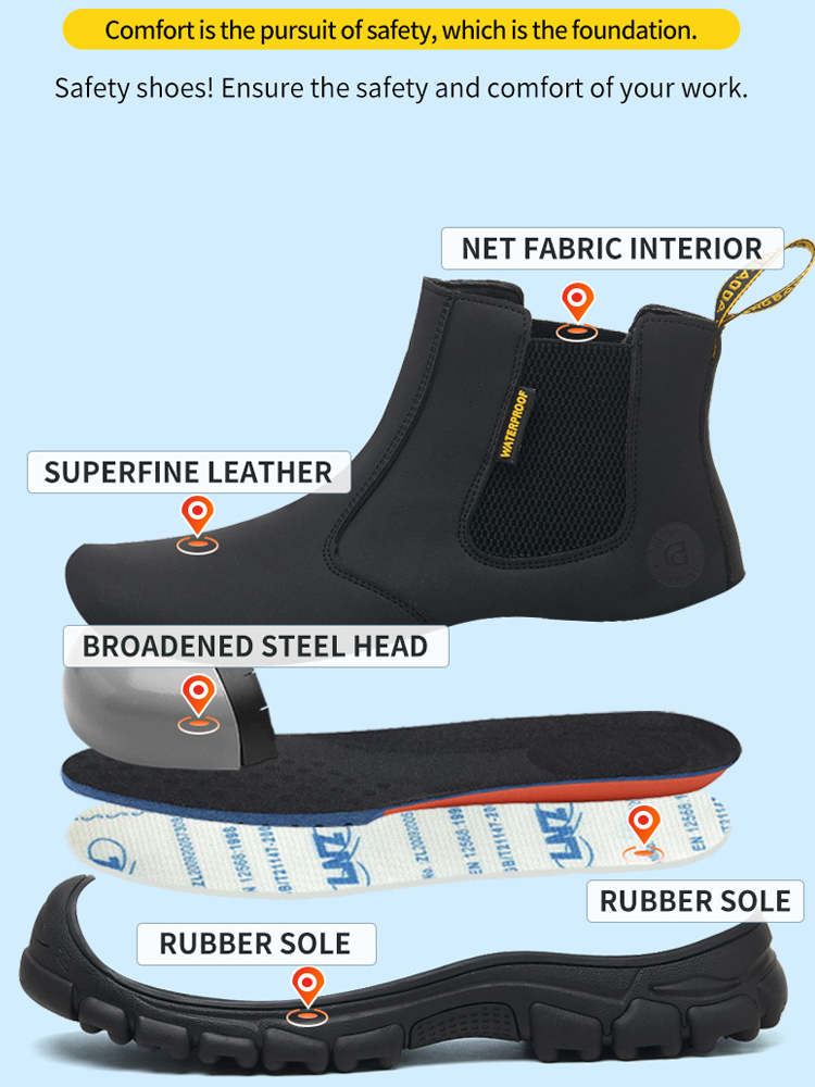 防水ワークブーツ男性用耐パンク安全靴耐火花溶接靴革ブーツ壊れ - Leather Work Flats のレビューと価格
