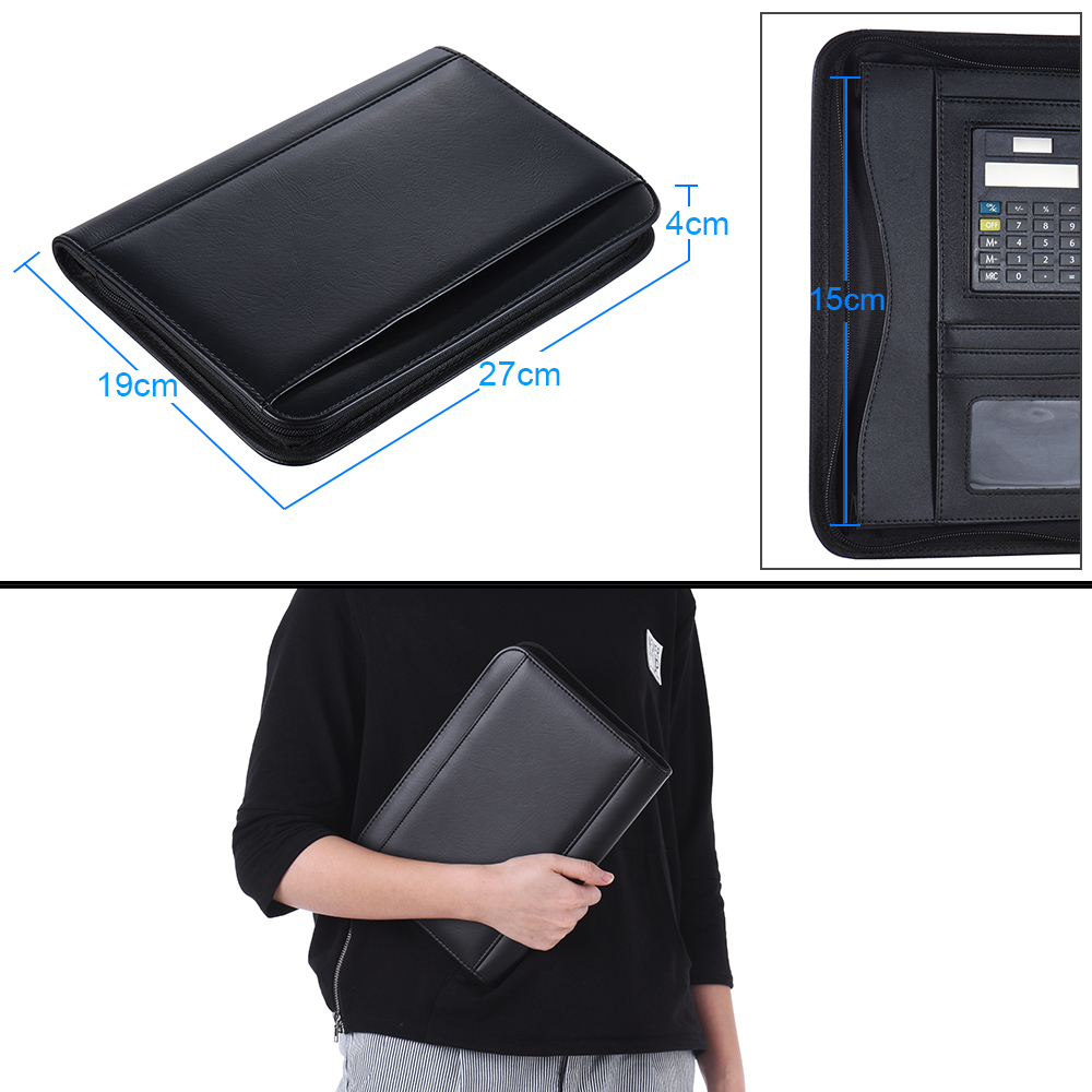 ジッパー式クロージャー付きPUレザーポートフォリオ、ビジネス - Leather Work Folder のレビューと価格
