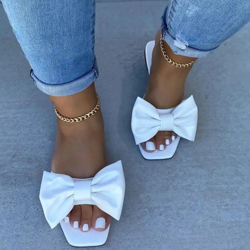 2026 女性のホームスリッパ夏屋外フラットレザーボウノンス - Leather Work Flats のレビューと価格