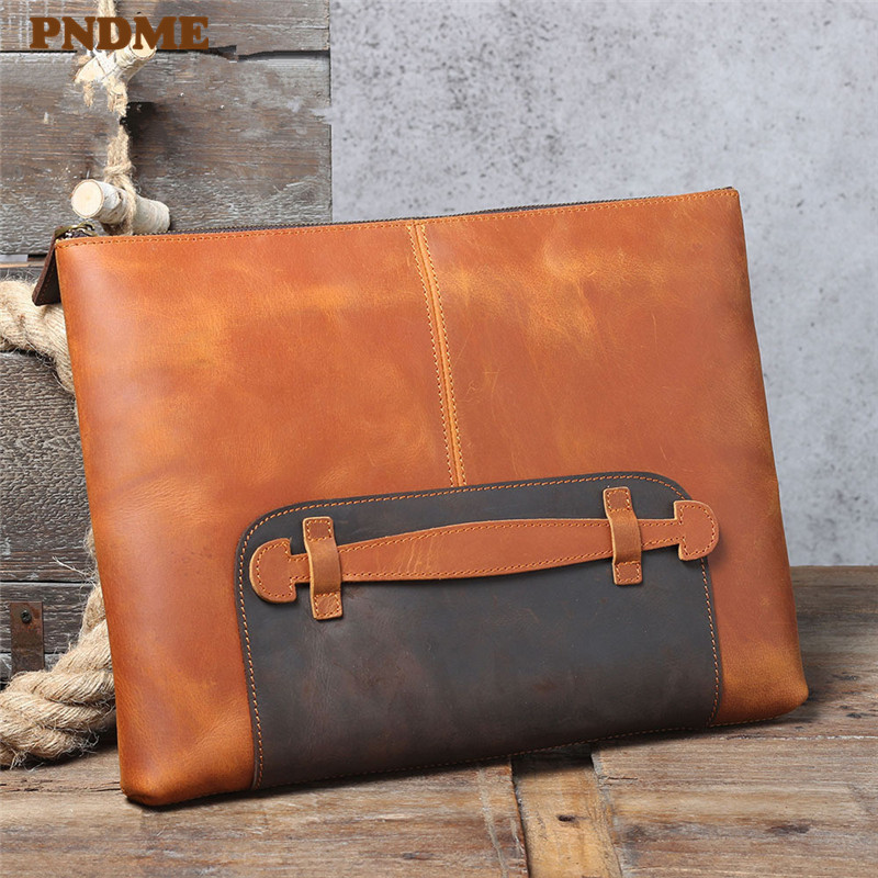 ヴィンテージ ハンドメイド 本革 大容量 メンズ クラッチバ - Leather Work Laptop Bag のレビューと価格