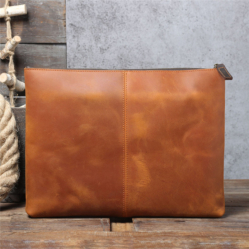 ヴィンテージ ハンドメイド 本革 大容量 メンズ クラッチバ - Leather Work Laptop Bag のレビューと価格