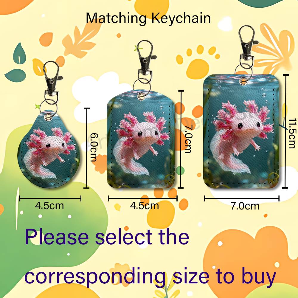 かわいいピンクの A-Axolotl 漫画ホルダーキーホルダ - Leather Work のレビューと価格