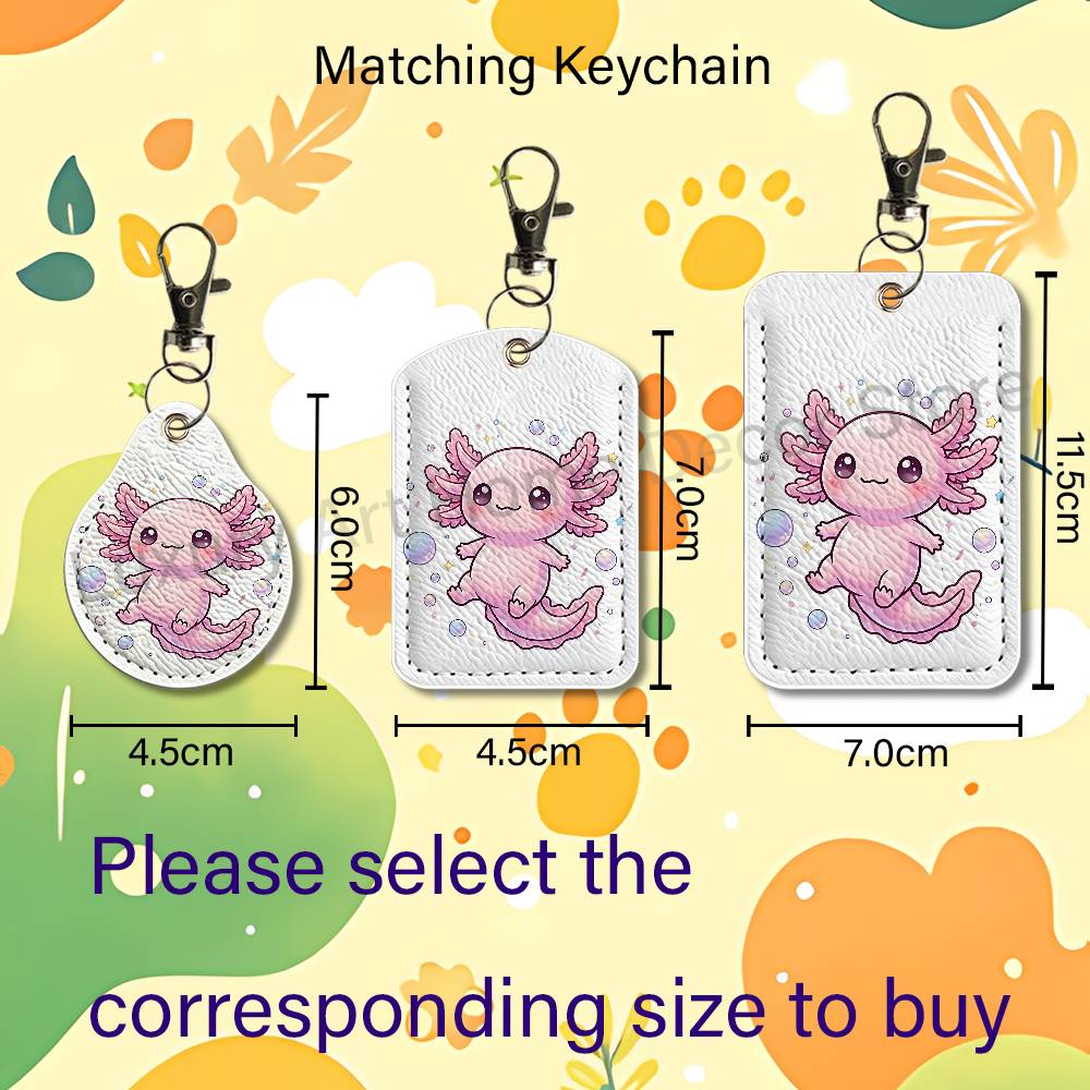 かわいいピンクの A-Axolotl 漫画ホルダーキーホルダ - Leather Work のレビューと価格