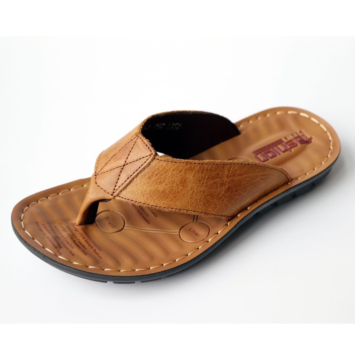 夏の靴男性スリッパ本革メンズフリップフロップフラットメンズサ - Leather Work Flats のレビューと価格