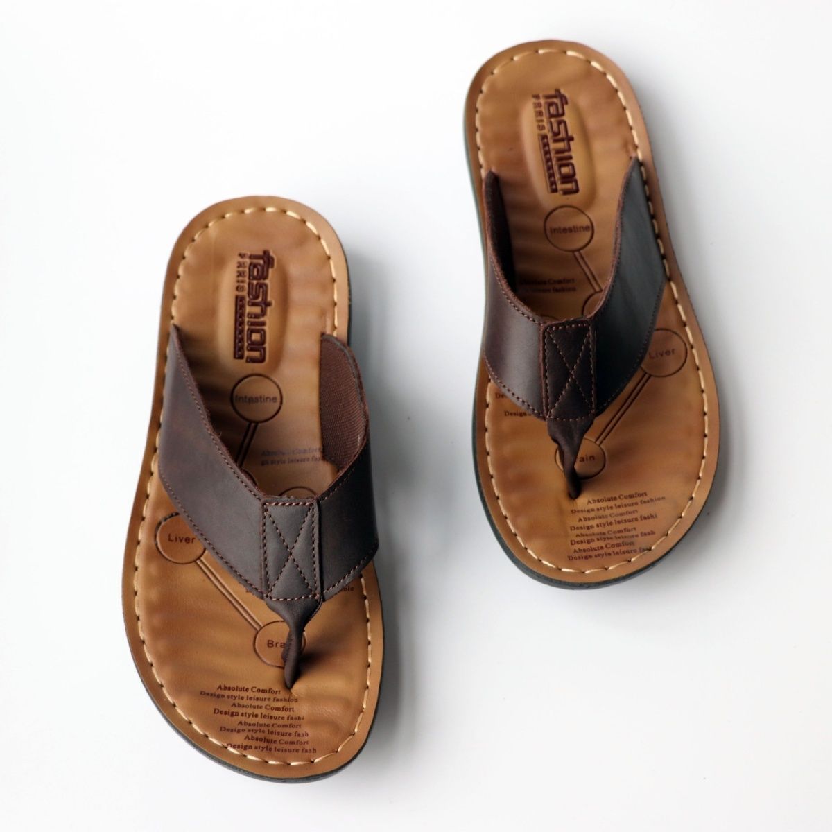 夏の靴男性スリッパ本革メンズフリップフロップフラットメンズサ - Leather Work Flats のレビューと価格