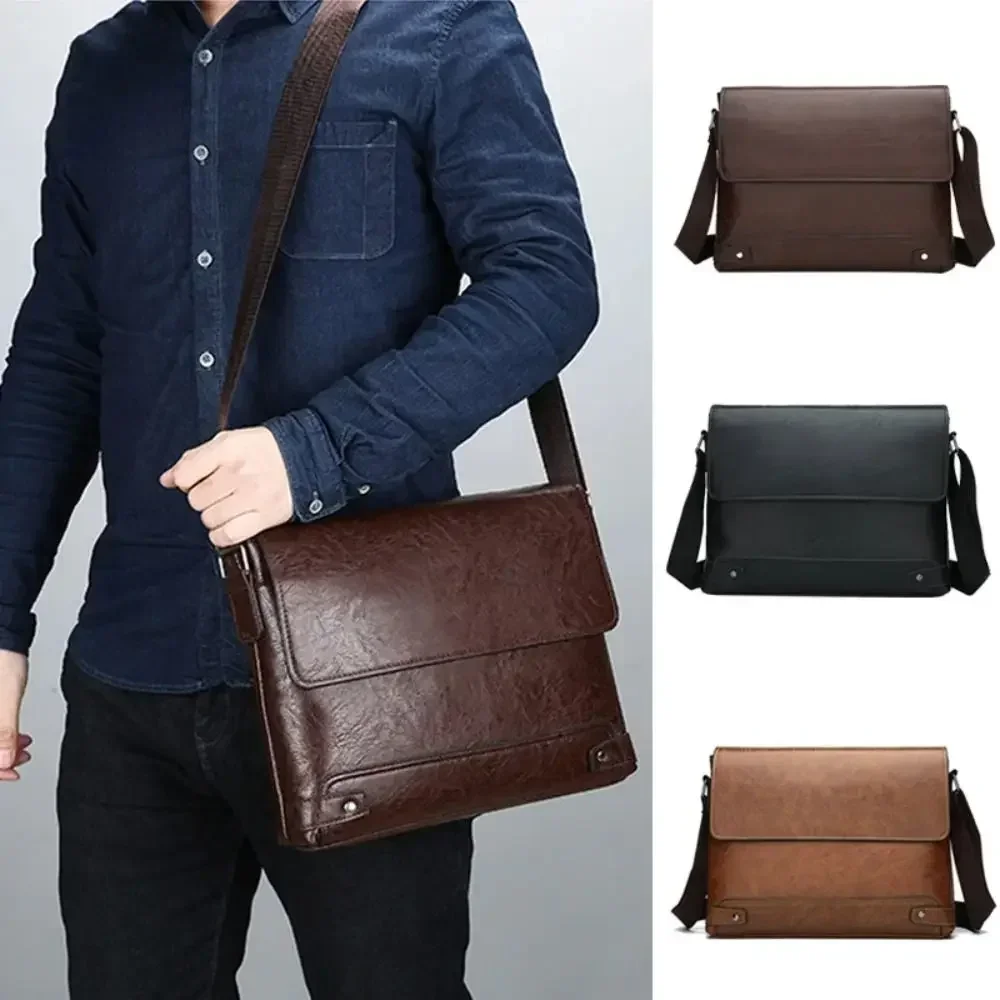 男性用PUレザーブリーフケース,ショルダーバッグ,クロスオー - Leather Work Laptop Bag のレビューと価格