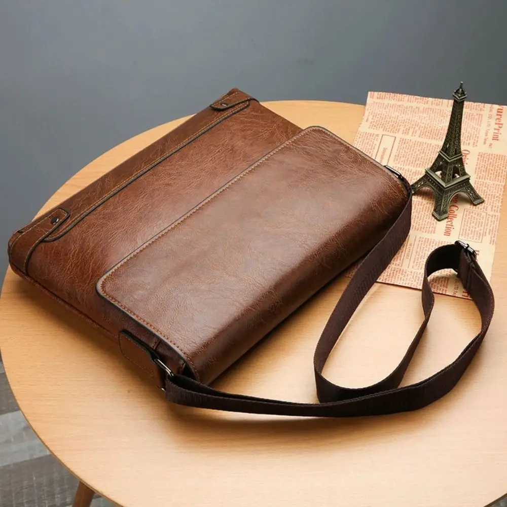 男性用PUレザーブリーフケース,ショルダーバッグ,クロスオー - Leather Work Laptop Bag のレビューと価格