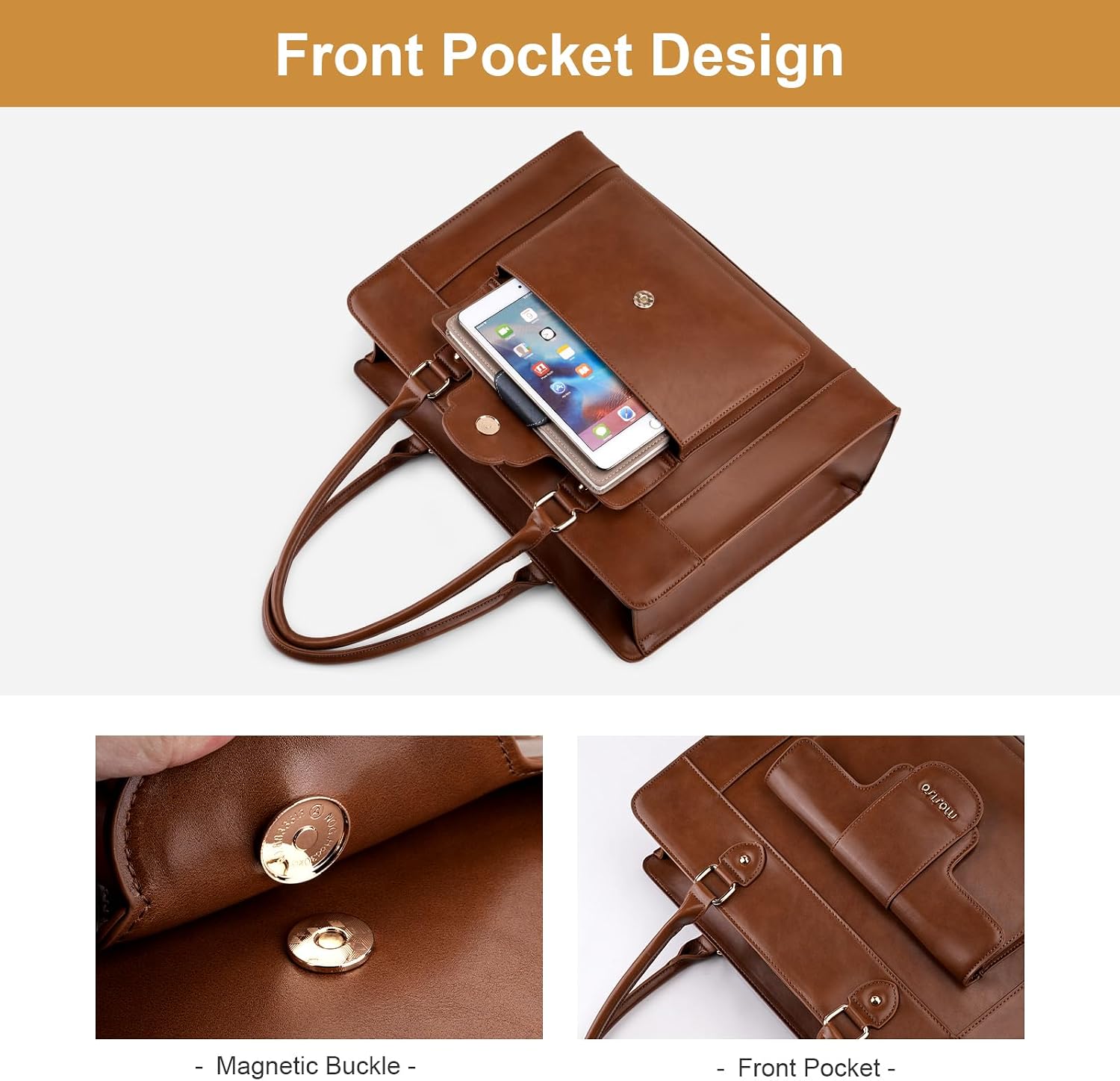 MOSISO ラップトップトートバッグ 女性用 15.6イン - Leather Work Laptop Bag のレビューと価格