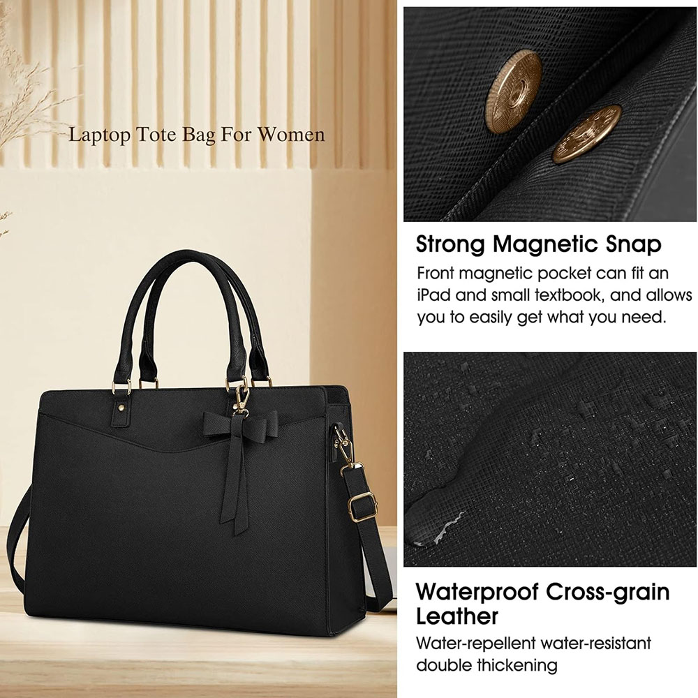 女性用ラップトップバッグ 15.6インチ PUレザー ラップ - Leather Work Laptop Bag のレビューと価格