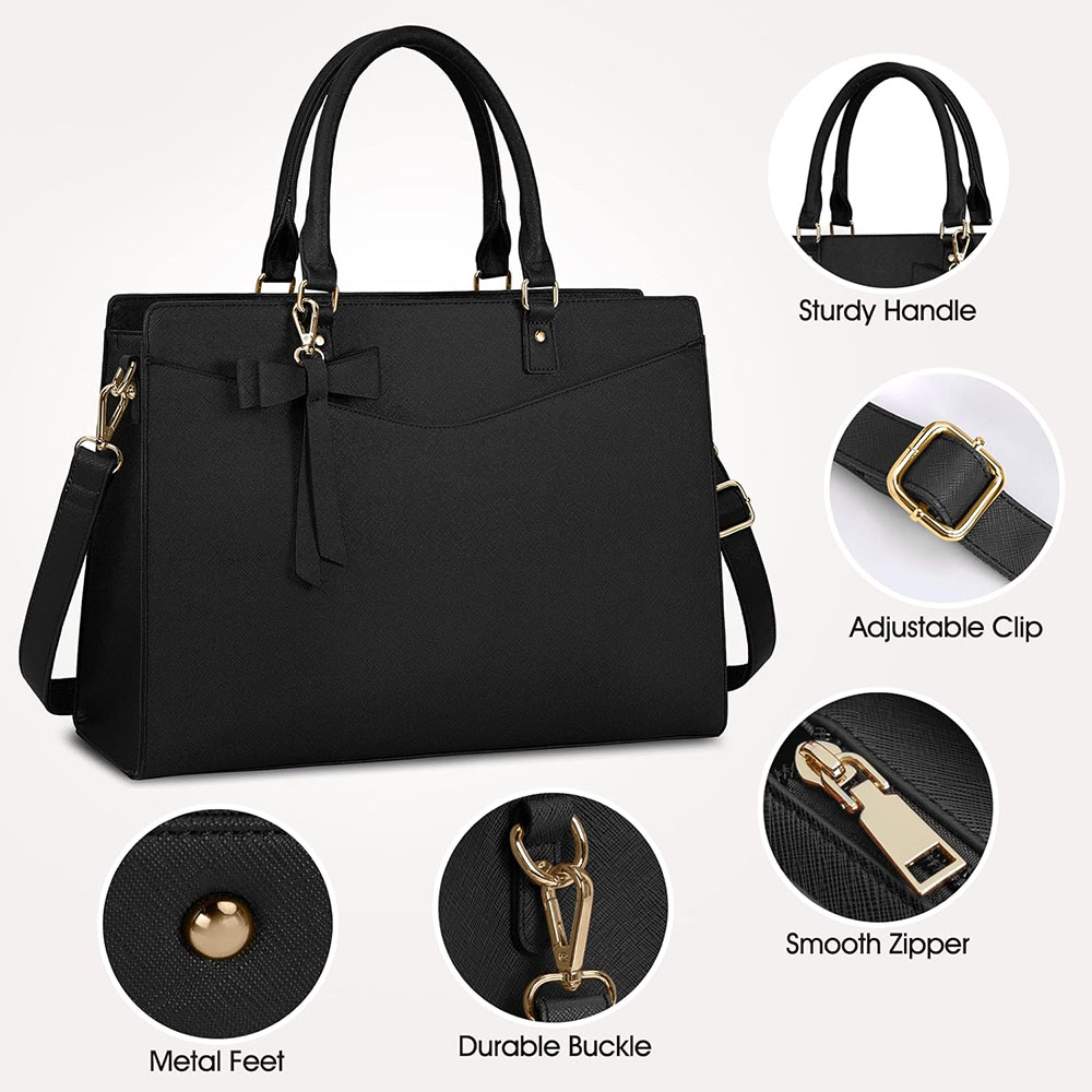 女性用ラップトップバッグ 15.6インチ PUレザー ラップ - Leather Work Laptop Bag のレビューと価格