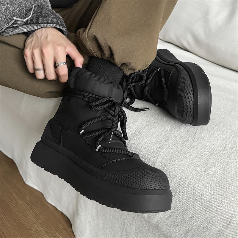 デザイナー新作メンズスノーブーツ冬用ハイカットアンクルブーツ - Leather Work Flats のレビューと価格