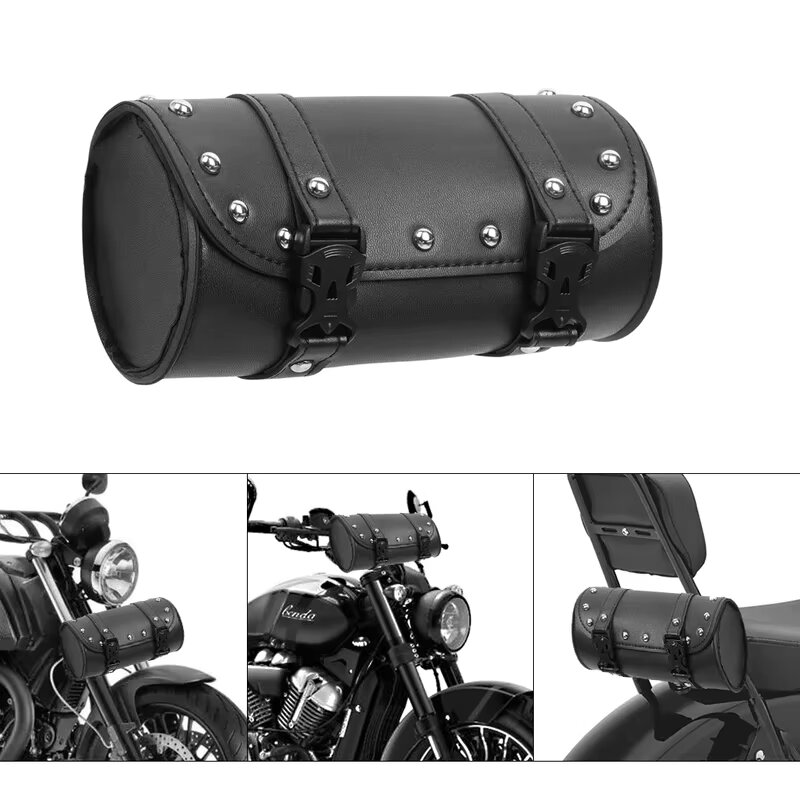 オートバイバッグ黒 Pu レザーバイクツールバッグフロントフ - Leatherwork Roller のレビューと価格
