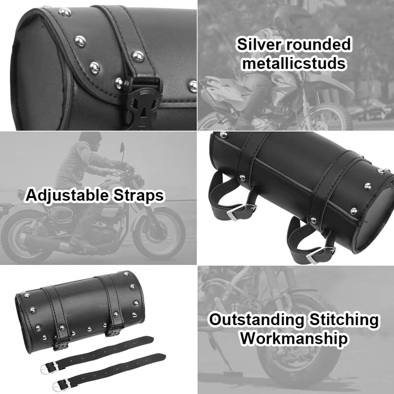 オートバイバッグ黒 Pu レザーバイクツールバッグフロントフ - Leatherwork Roller のレビューと価格