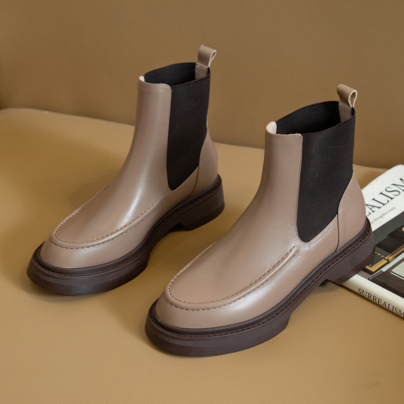 女性用本革ブーツ,ブリティッシュスタイルのレトロなチェルシー - Leather Work Flats のレビューと価格