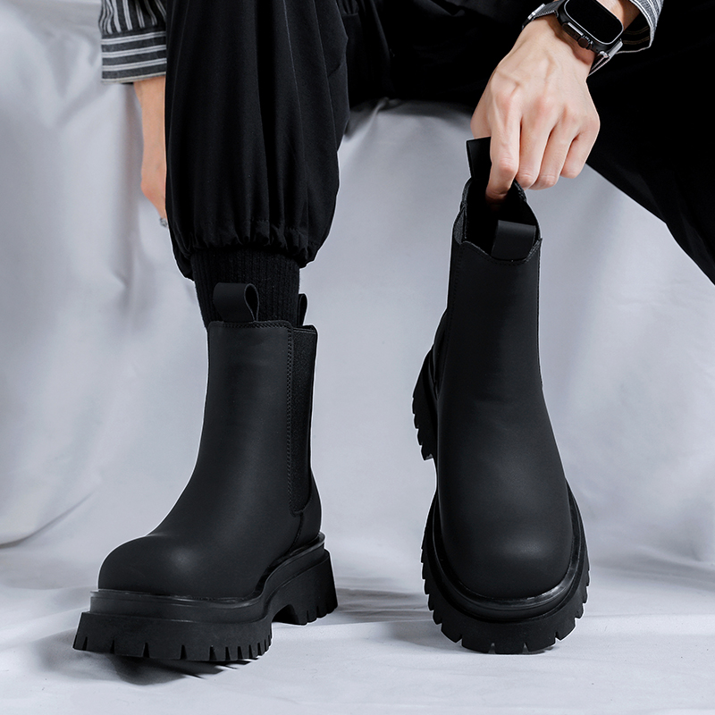 2026プラットフォームブラックハイカットブーツ メンズ ハ - Leather Work Flats のレビューと価格